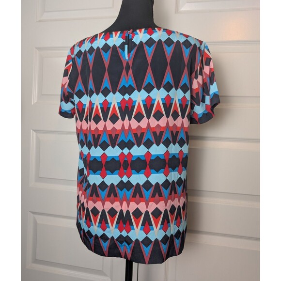 J Crew Blouse Size S Geometric Print Modern Short Sleeve Top Career - Picture 2 of 8